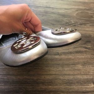Tory Burch Silver Reva Flats